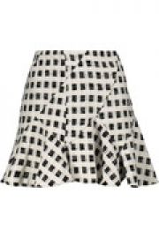 Ruffled checked cotton-blend boucl  -tweed mini skirt at The Outnet